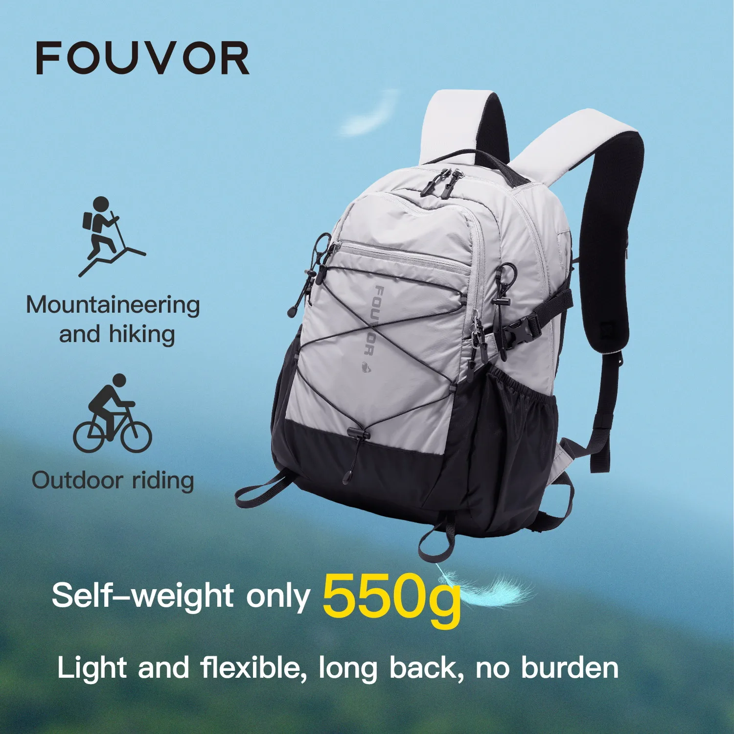 Fouvor Lightweight Hiking Backpack Women Pressure‑Relief Casual Daypack Outdoor Mountaineering Travel Fun‑Field Bag Men 3100-13