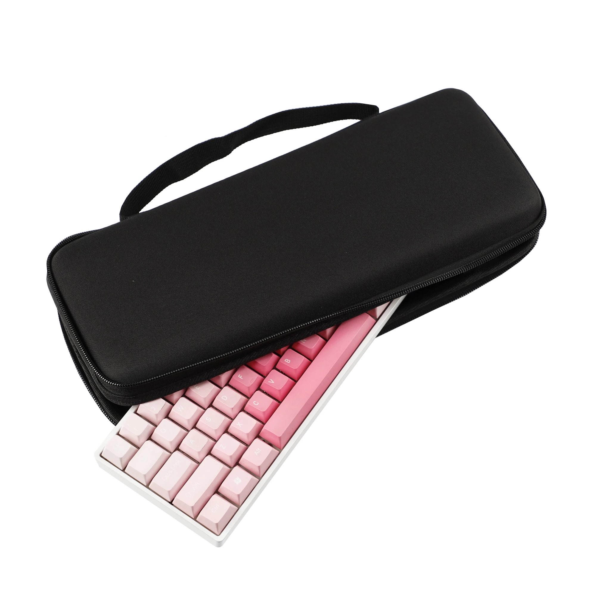 YMDK Black Oxford Hard Shell Storage Bag Shock-Absorbing Dustproof Portable Protective Case for Mechanical Keyboard Mouse
