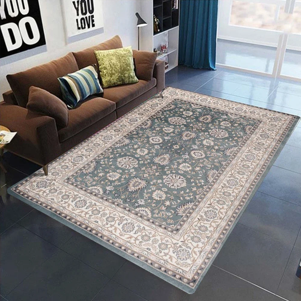 Vintage Oriental Pattern Rug - Traditional Asian Carpet, Non-Slip Area Mat for Living Room Dining Room, Classic Opulent Decor