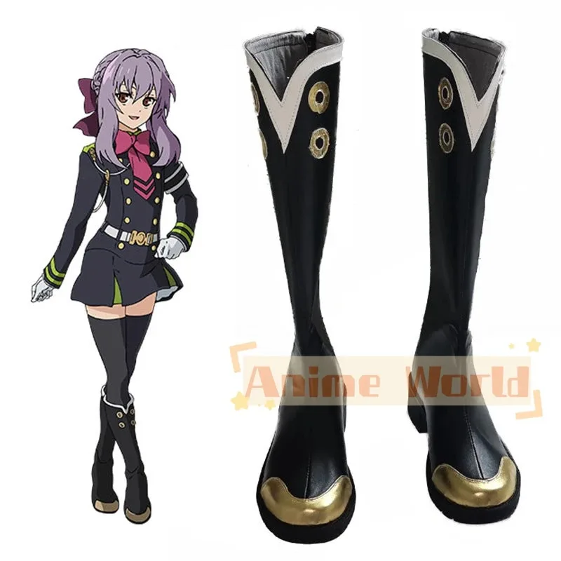 

Серафим Конца Owari no Seraph Shinoa Hīragi Обувь Сапоги для косплея Хэллоуин Карнавальные сапоги на заказ