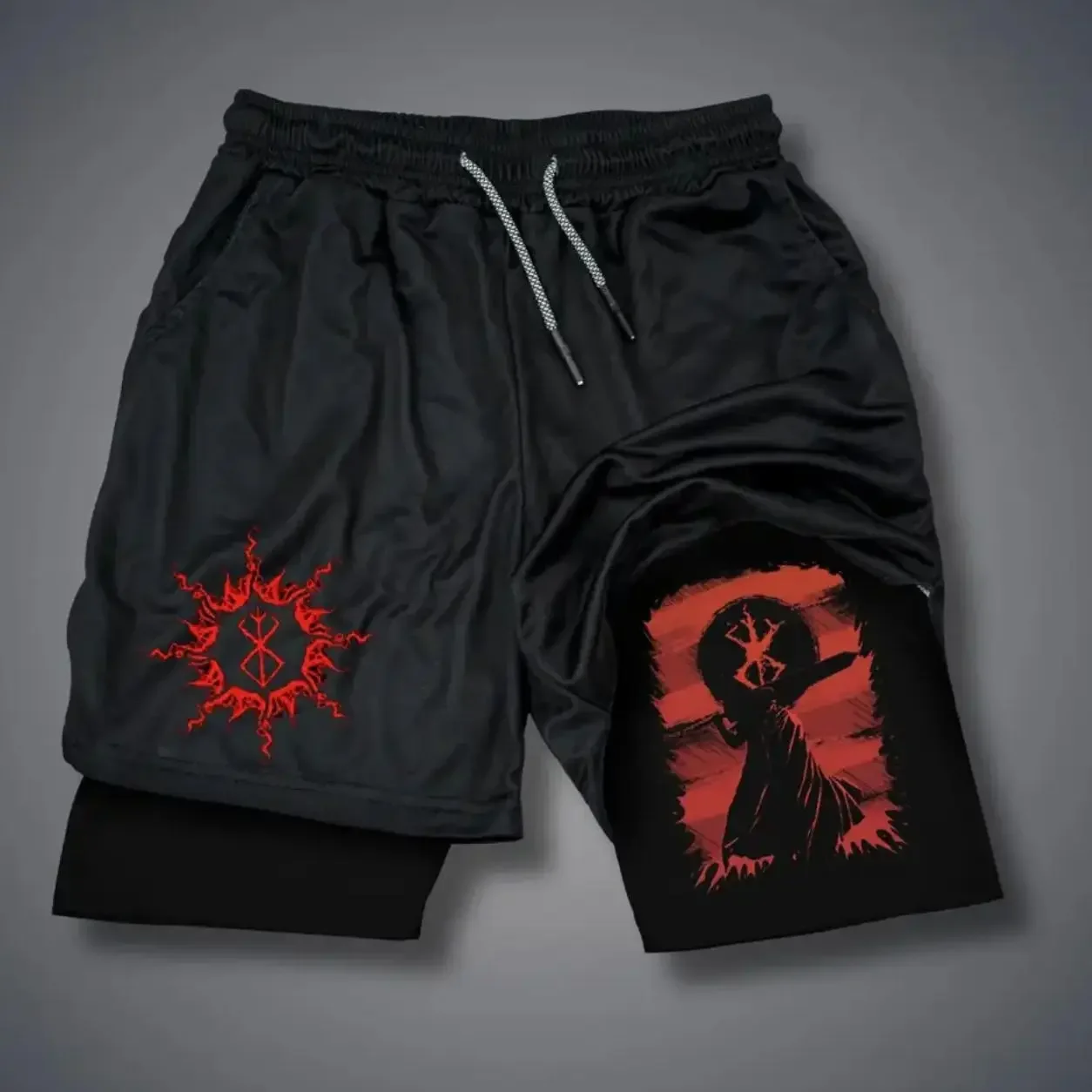 

Мужские черные спортивные шорты Sonic Groove Begoberg, уличная одежда в готическом стиле с перекрестным принтом, летняя свободная посадка, эластичная талия, шнурок, пламя