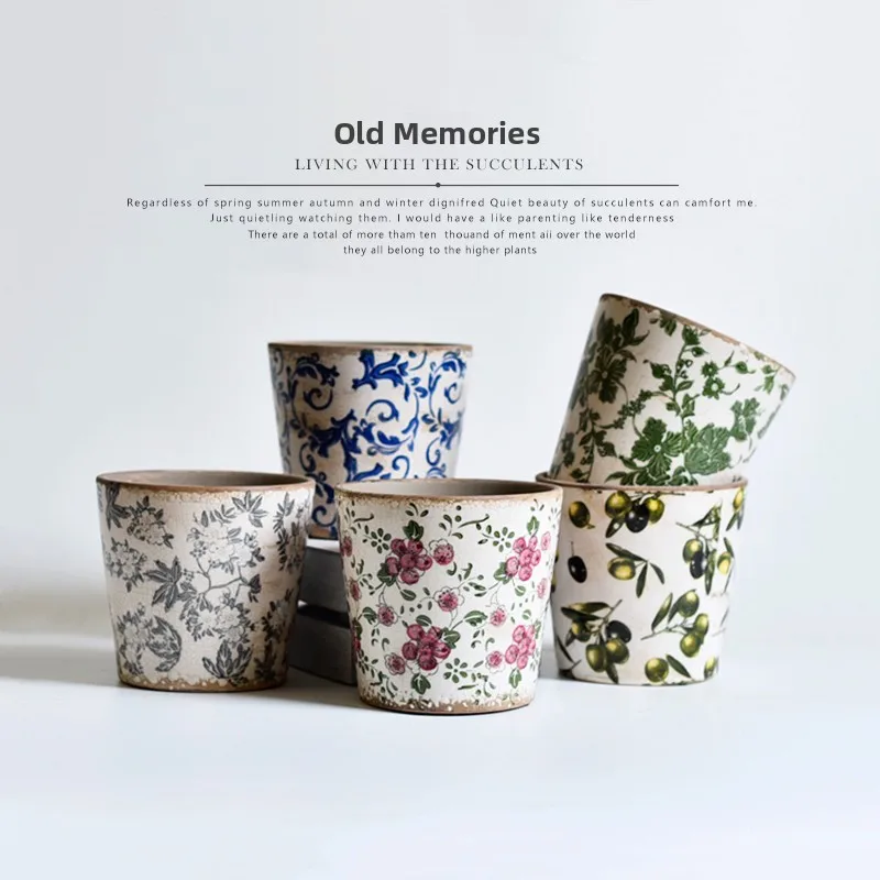 

European Sle Vintage Glazed Cerc Flower Pot Classical Blue And White Porcelain Plant Potted Orchid Jar