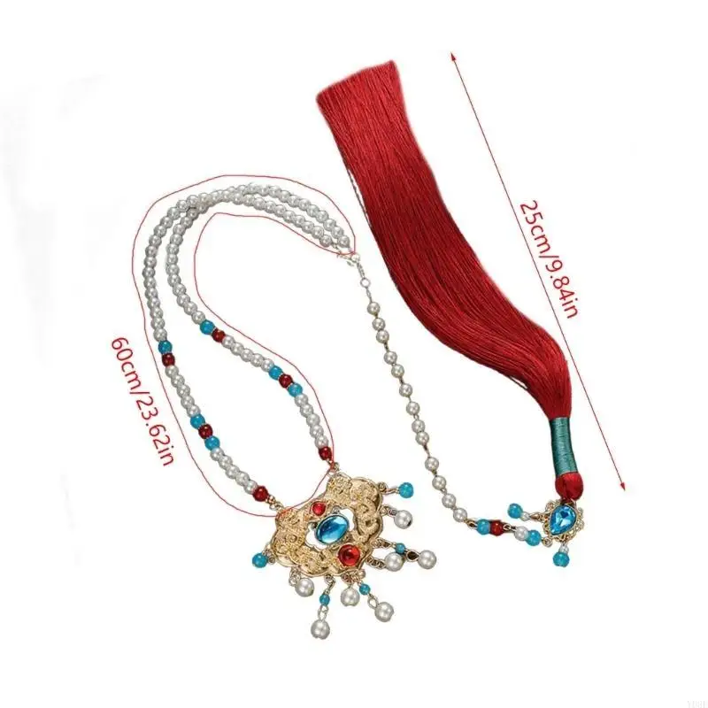 Artfiticial Parl Liontin Kalung Fringed Rantai untuk Rok Kuda Rok Y08E