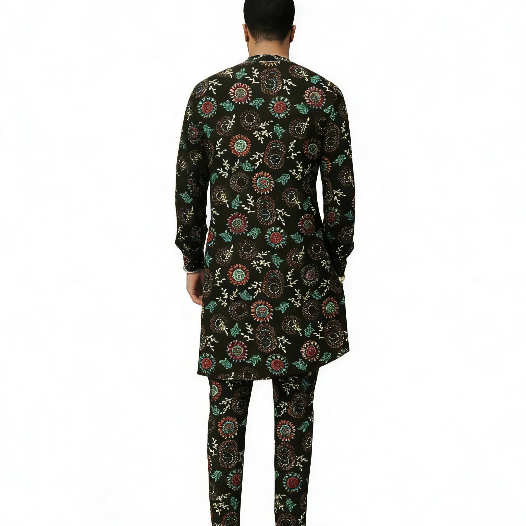 African Couture Men's Traditional Wedding Wear Ankara Print Male Shirt Set With Pant Customize Basic Style Outfit