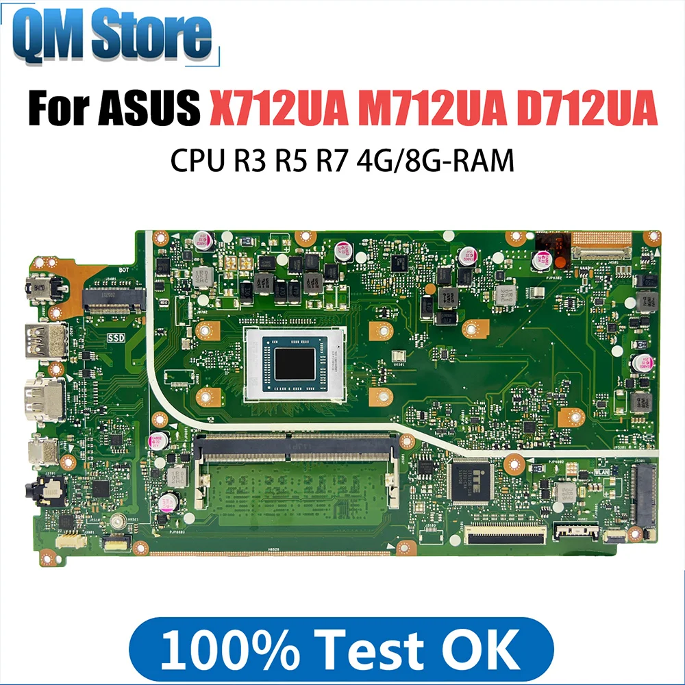 

X712U Материнская плата ASUS X712UA M712UA D712UA материнская плата для ноутбука CPU R3 4G RAM 100% Test OK