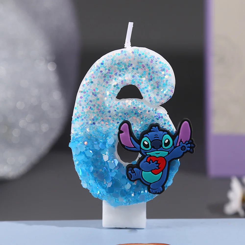 

Cute Blue Lilo & Stitch Candle Number 0-9 Anime Digital Stitch Angel Children Themed Party Candles Baby Shower Party Gifts
