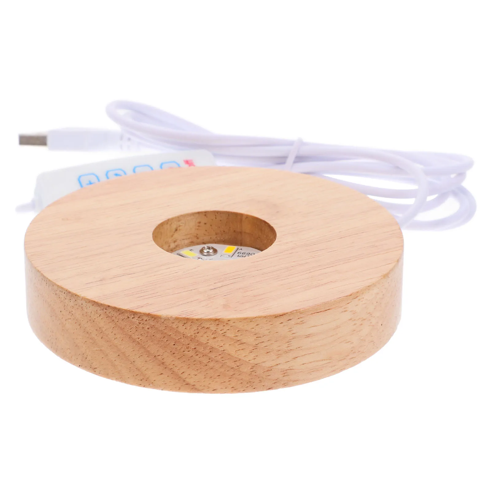 

Small Night Light Base 3 Color Led Round Wooden Ball Lamp Display Base For Gazing Crystal Table Decor Home Decoration