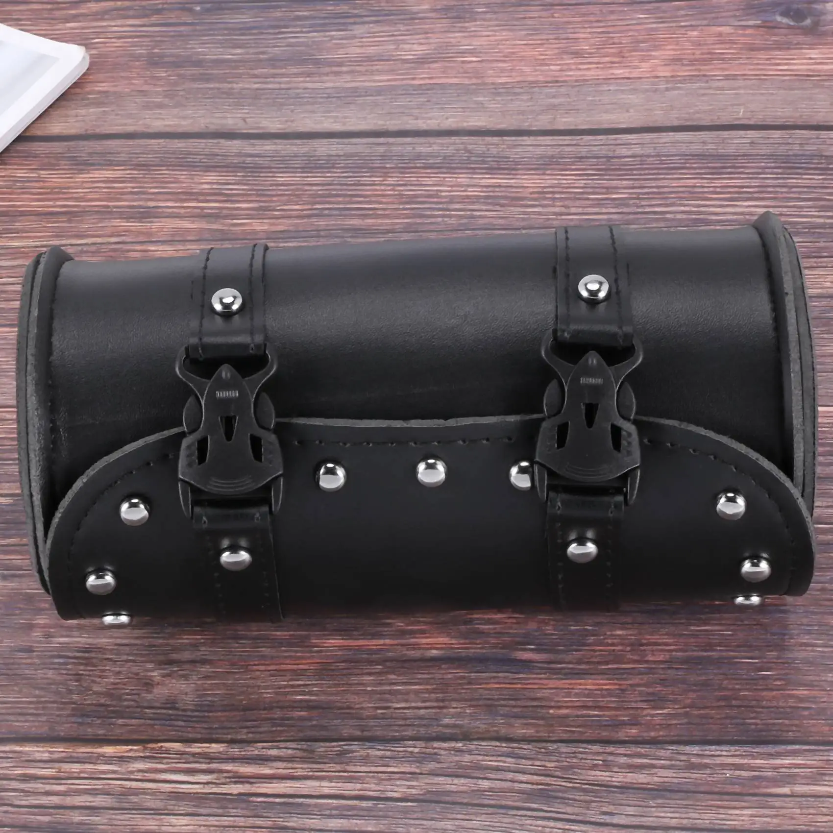 Sacoche de selle universelle en cuir pour moto, type rouleau, pour fourche, idéale pour les voyages