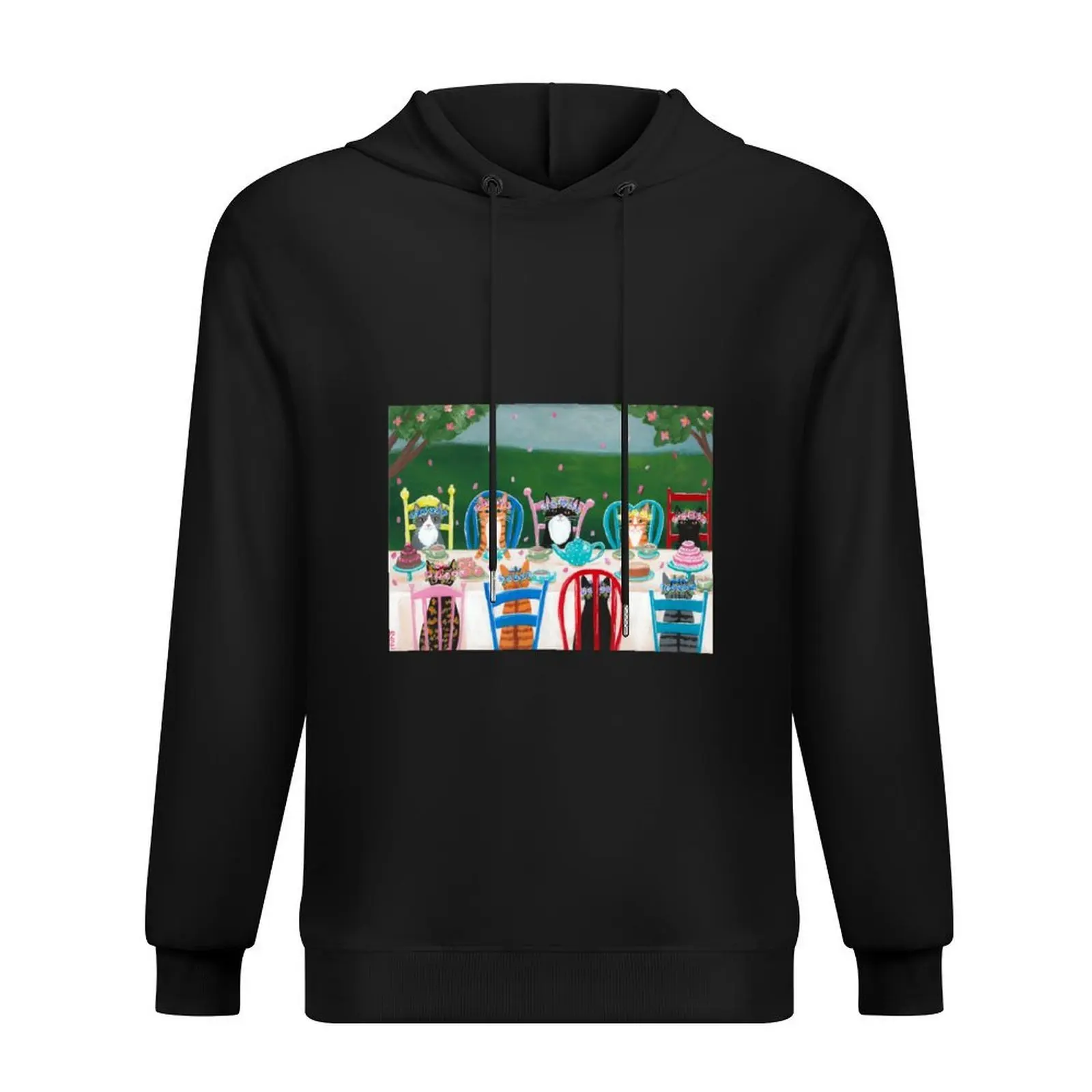 

Springtime Cats Tea Party Hoodie clothes for men blouse autumn jacket men japanese style mens hoodie