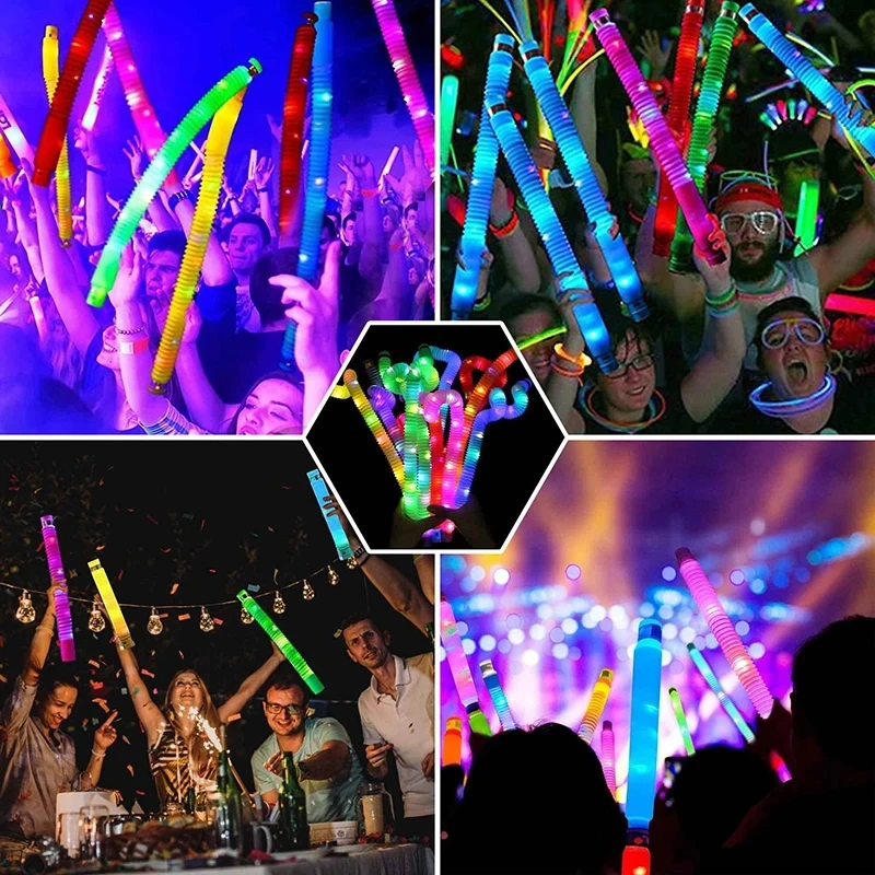 12/24PCSParty Fluorescence LED Light Glow Sticks Bracelets Necklaces Neon Glow Supplies For Xmas Wedding Colorful Luminous Tubes