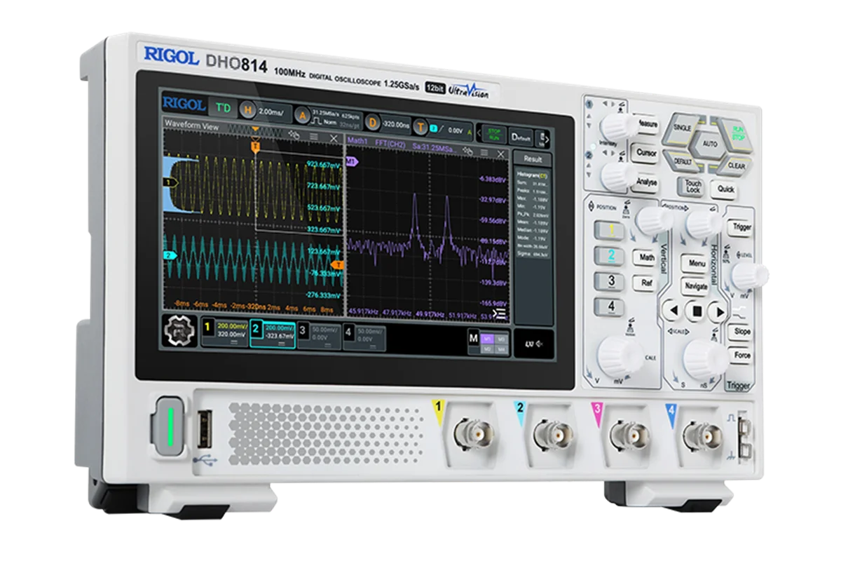 RIGOL DHO812 DHO814 100MHz 2/4 Channel Oscilloscope 12 Bit 1.25GSa/S 25MPts