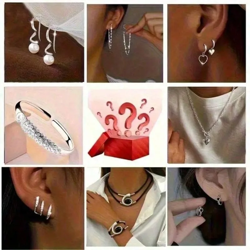 

Jewelry Mystery Blind Box, Surprise Gift. High Quality Women's Jewelry Blind Box, Including Necklace, Anklet, Earrings, Rings, Etc., Suitable As A Gift For Family, Lovers, Friends, And A Must-Have Gift For Valentine's Day!