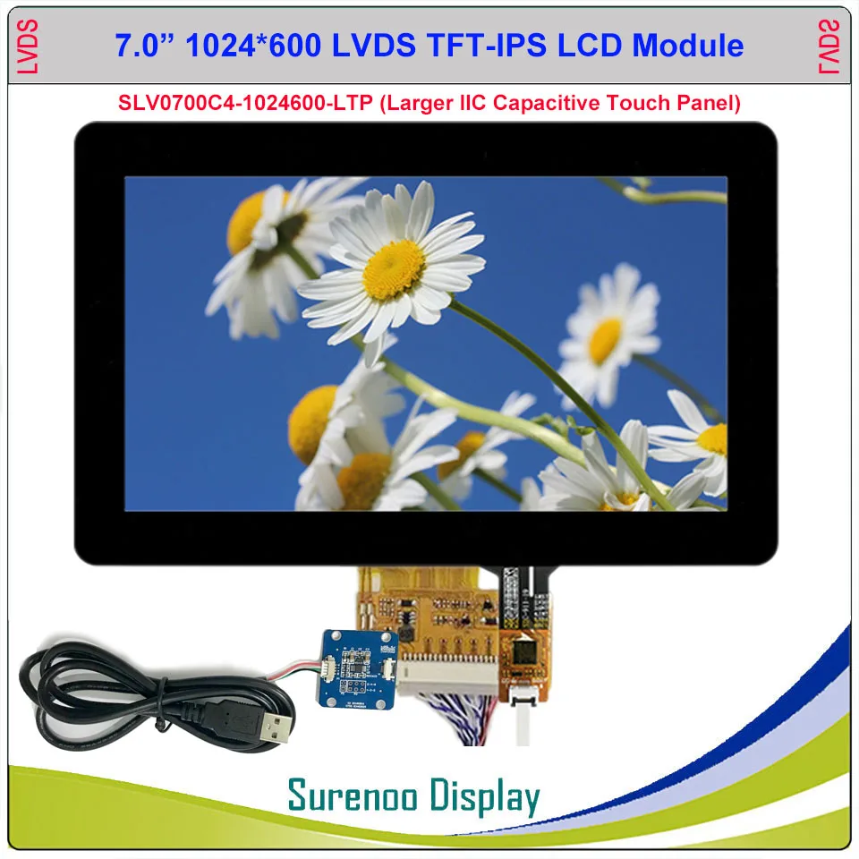 

7" 7.0" inch 1024*600 20P_LVDS TFT IPS LCD Module Display Screen & USB Capacitive Touch Panel suitable for Android/Lunix