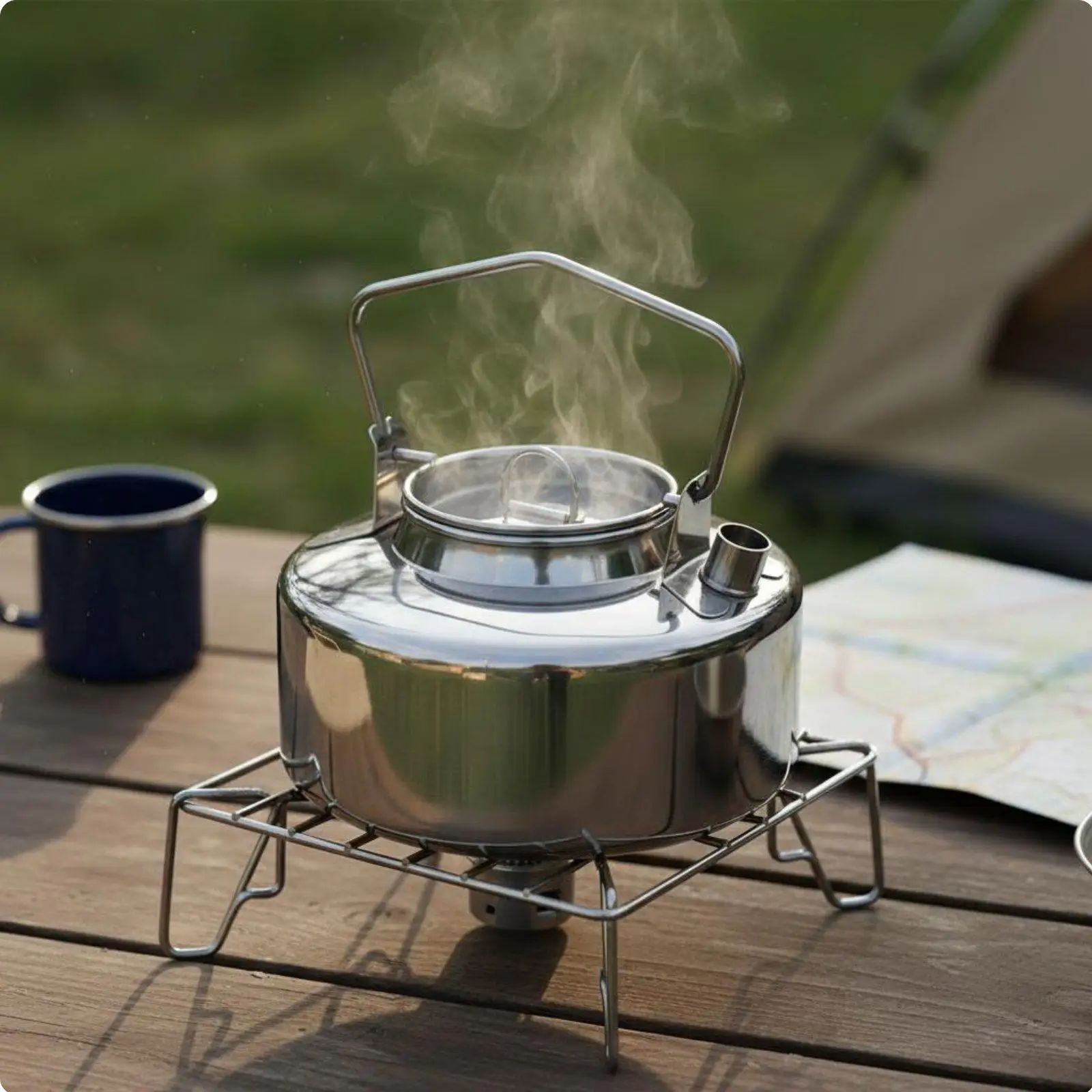 Compact Outdoor Water Boiler Kettle for Camp Stove 304 Steel Teapot Portable Lightweight for Hiker Camper Cookware