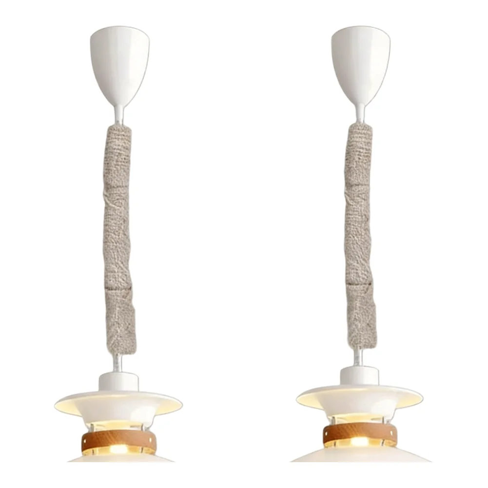2Pack Chandelier Chain Cover Fabric Cord Wrap 6Ft Linen Wire Protector For Home Decor Lighting Cable Management Beige