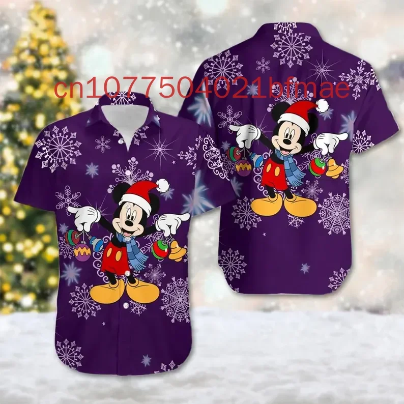 Mickey Ears Christmas Hawaii Shirt Mickey Mouse Xmas Button Up Shirt, Mickey Cartoon Holiday Hawaiian Shirt, Magic Kingdom Shirt