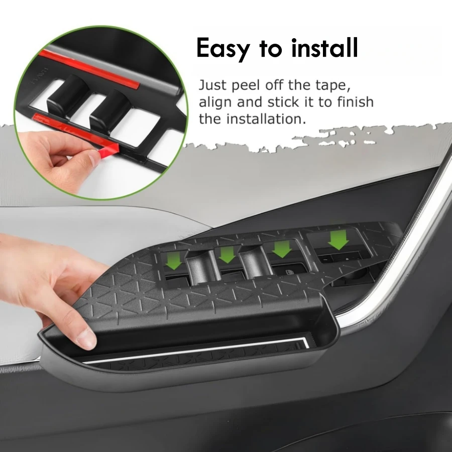 منظم الجانب الأيسر والأيمن لسيارة Toyota RAV 2019-2024 2025 صناديق تخزين جانبية لباب السيارة Rav4 لوحة تبديل نافذة الباب الأمامي #6