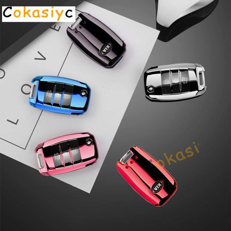 TPU Car Remote Key Full Cover Case Keychain For KIA K2 K3 K4 K5 Rio QL Ceed Sorento Cerato Sportage Auto Key Protect Shell Case