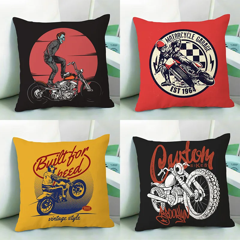 

Vintage Race Pillow Case Hippie Motorcycle Pillowcase Decorative Sofa Bed Pillow Cover for Bedroom Living Room Aesthetics 18x18