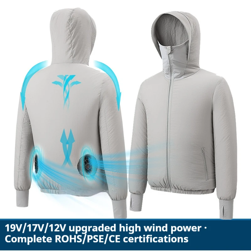 ポータブルエアコンジャケット-usb-ファン冷却コート屋外作業建設釣り狩猟軽量日焼け止めジャケット