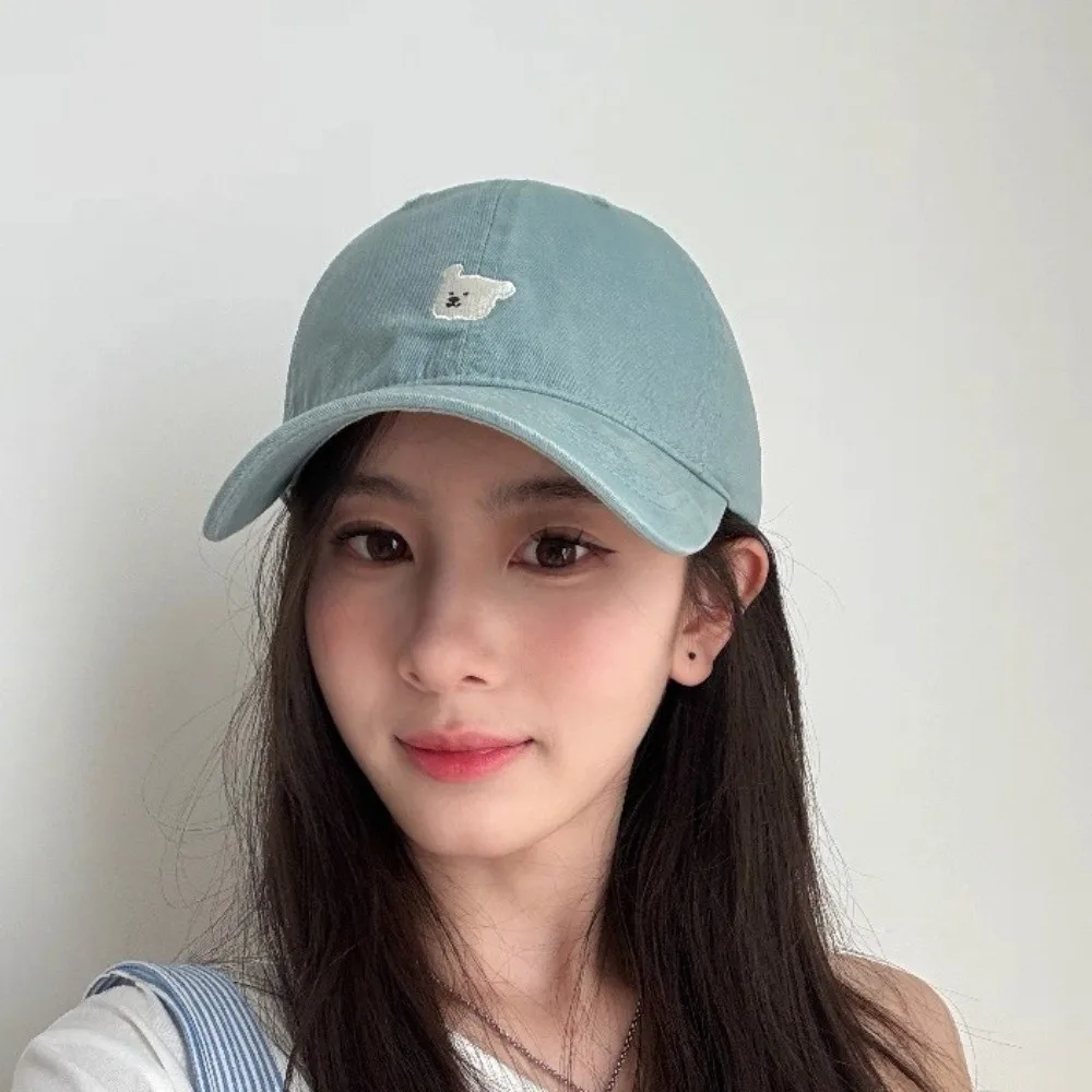 Berretto da ricamo per cuccioli coreani casual tinta unita versatile uomo donna berretto da baseball visiere per cappello snapback in cotone dolce