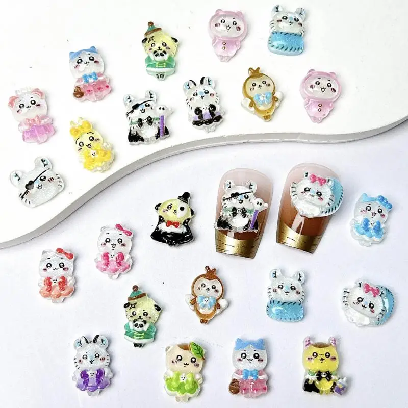 Random Mixed Resin Cute Cartoon Expression Rabbit Nail Charms 3D Animals Nail Art Decorations Accessories Manicure DIY Supplies