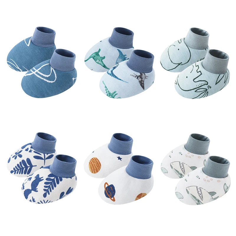 6Pcs/set Newborn Foot Cover Cute Cartoon Thin Soft Socks Indoor Toddler Shoes Anti Scratch Pure Cotton for Toddlers Boys Girls