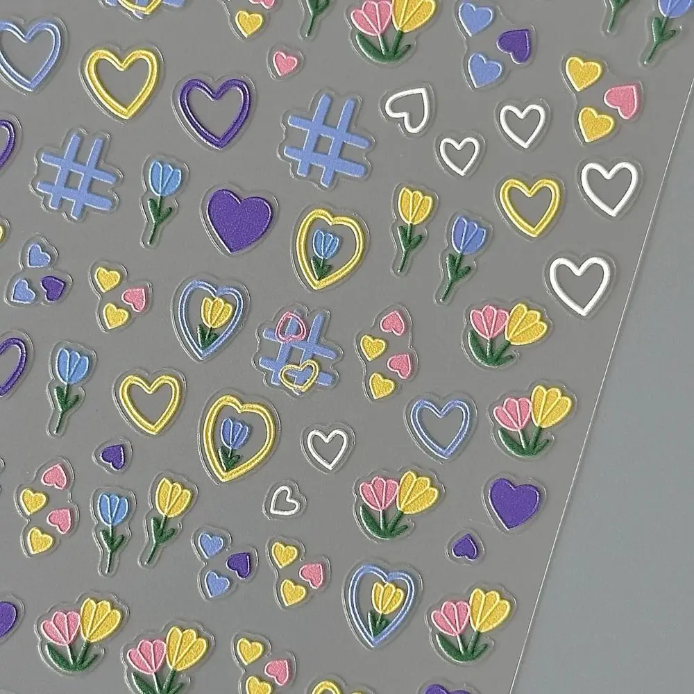 

Cute Tulip Nail Sticker Self Adhesive Multifunction Cup Stickers Soft Embossed 3D Manicure Decals for Nail Art Decoration