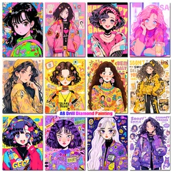 AB Diamond Painting Cartoon Girl Rhinestone Cross Stitch Personalized Picture Mosaic Embroidery Handmade Gift Home Decoration