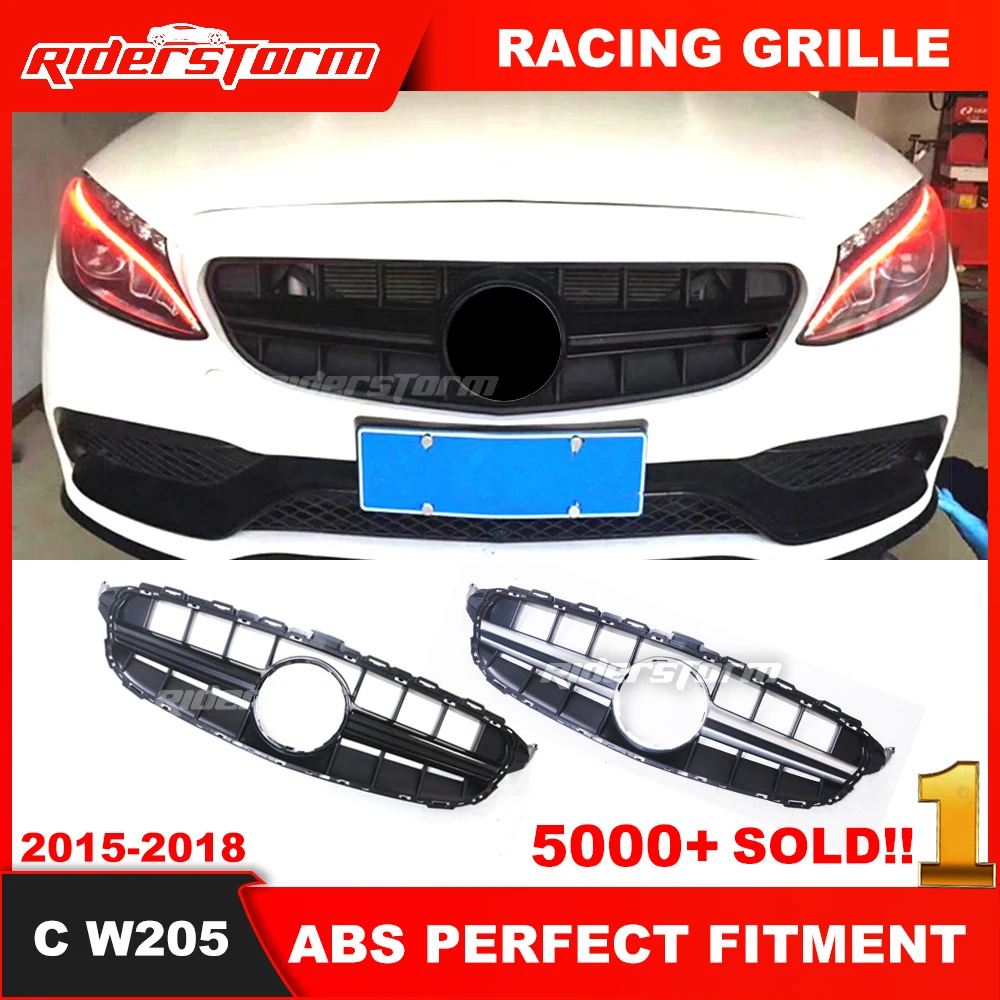 

2015-2018 W205 e63s style Grille For merced C class w205 C200 C250 C300 C450 Front Bumper Mesh W205 E63s Grille