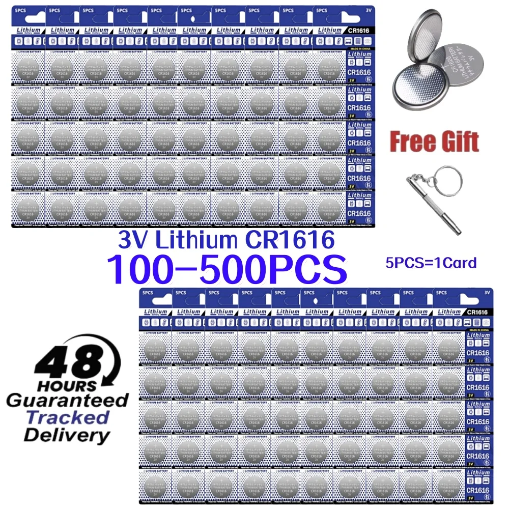 

100-500 шт. CR1616 3 В литиевые батареи cr 1616 DL1616 BR1616 5021LC LM1616 монетные элементы для пульта дистанционного управления для часов + бесплатная отвертка