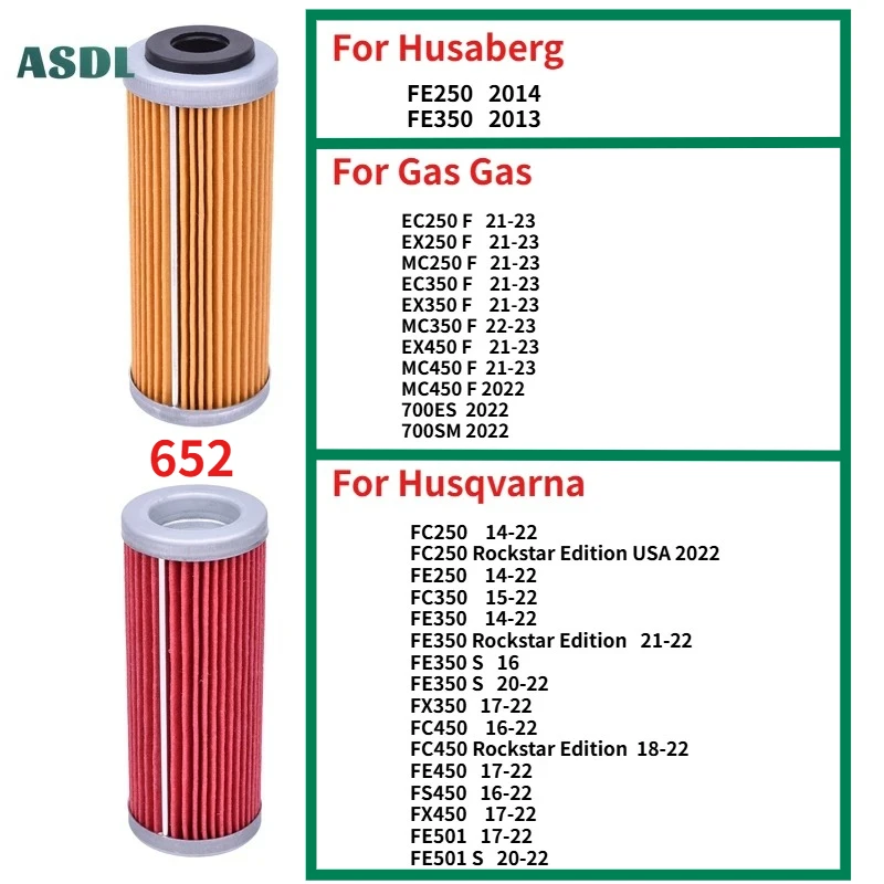 

Oil Filters For Husqvarna FC FE FX 250 350 450 FE501 S FS450 For Husaberg FE250 FE350 For Gas EC EX MC 250 350 450 700 ES SM