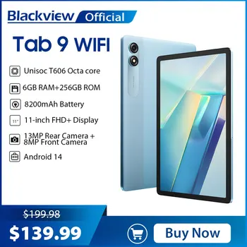 جهاز لوحي Blackview-Tab 9 WiFi ، أندرويد 14 ، شاشة FHD + بوصة ، T606 ثماني النواة ، 6 جيجابايت ، جيجابايت ، GB ، بطارية mAh ، أجهزة كمبيوتر لوحية ، جديدة