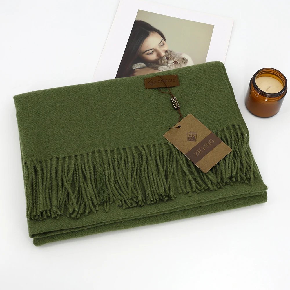 2024 بلون الكشمير وشاح للنساء سميكة الدافئة الشتاء الباشمينا شالات يلتف شرابة الإناث بطانية Echarpe Bufanda الحجاب #5