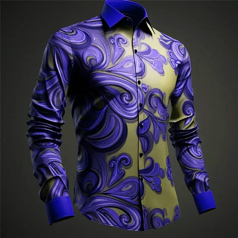 

Hot Sell Shirts For Men 3d Graffiti Print High-Quality Men's Clothing Street Harajuku Sportswear Casual Long Sleeved Shirt 2024