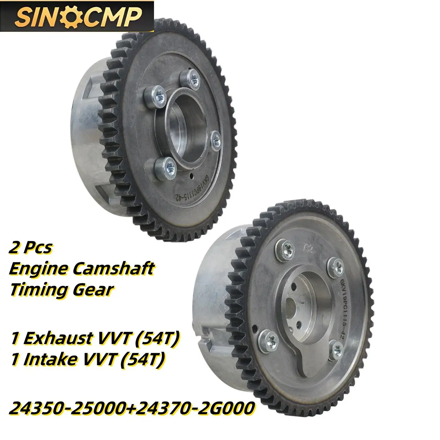 

2 Pcs Engine Camshaft Timing Gear 24350-25000 24370-2G000 For Hyundai Genesis Coupe Santa Fe Sonata Tucson 2.4 Automobiles Parts
