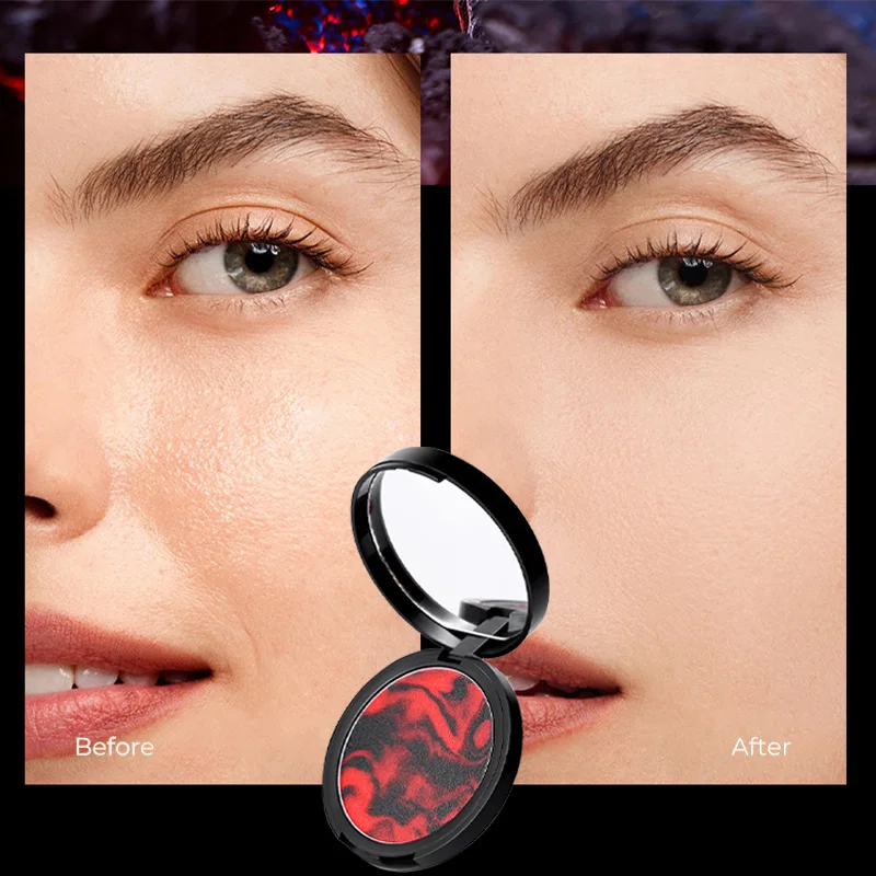 แป้งฝุ่นสีลาเวนเดอร์สำหรับผู้หญิงคอนซีลเลอร์กันน้ำควบคุมความมันติดทนนานแป้งแต่งหน้าแบบหลวมขนาดกะทัดรัดแบบพกพา