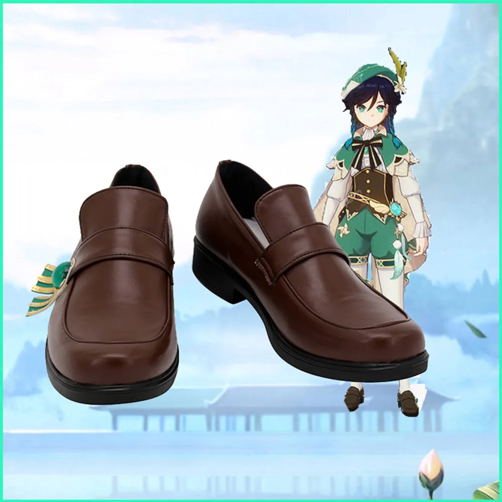 Genshin Impact Venti Cosplay scarpe stivali costumi di Halloween accessorio su misura