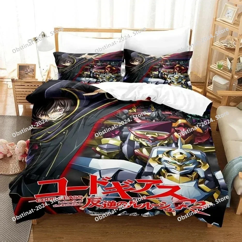 Fashion 3D Print Anime Code Geass Bedding Set Printed With Pillowcase Bed Duvet Cover Soft Single Double Queen Super King Size