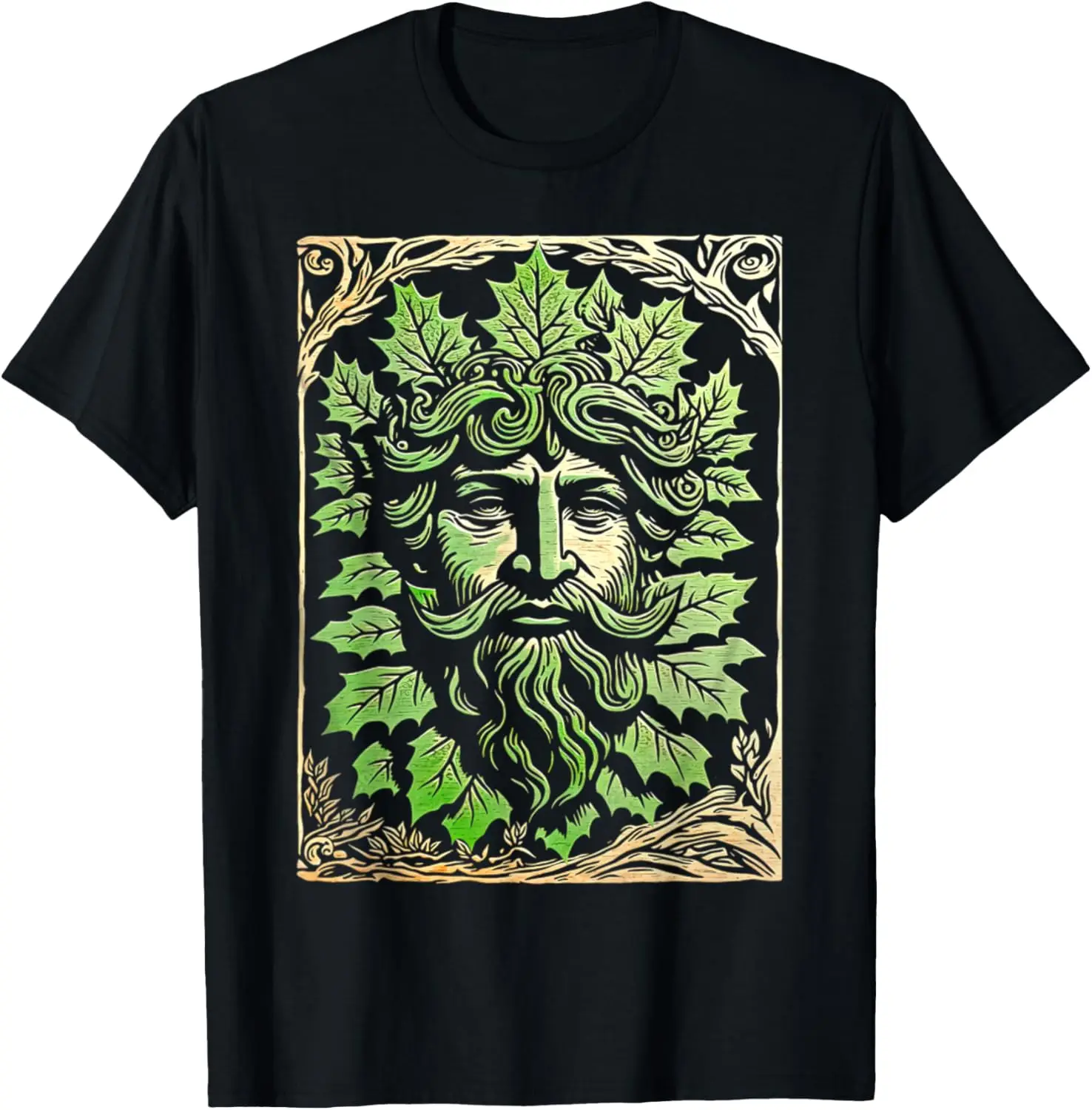 

North Myths Green Man Nordic Valhalla T-Shirt 100% Cotton O-Neck Short Sleeve Summer Casual Mens T-shirt Streetwear