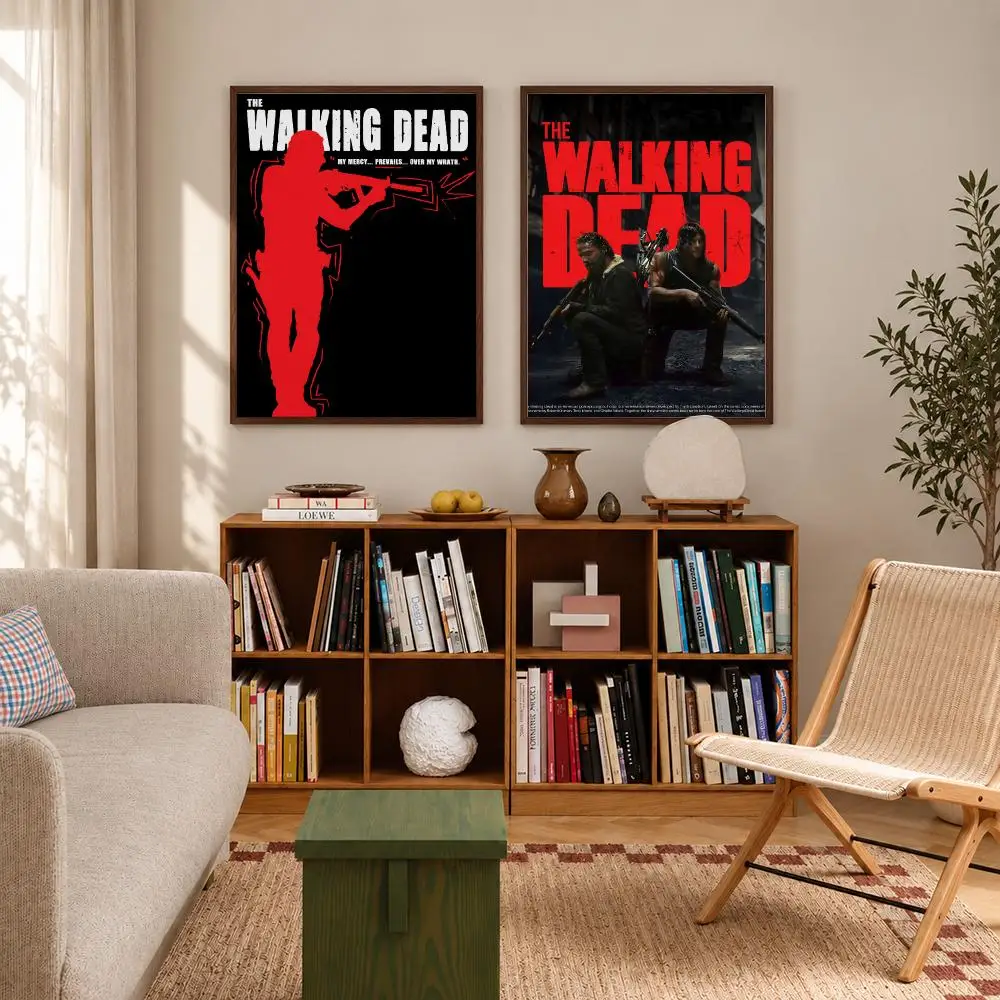 Zombie Horror TV Series Walking Dead Poster Self‑Adhesive Waterproof Poster Sticker Coffee House Bar Wall Art Home Decor