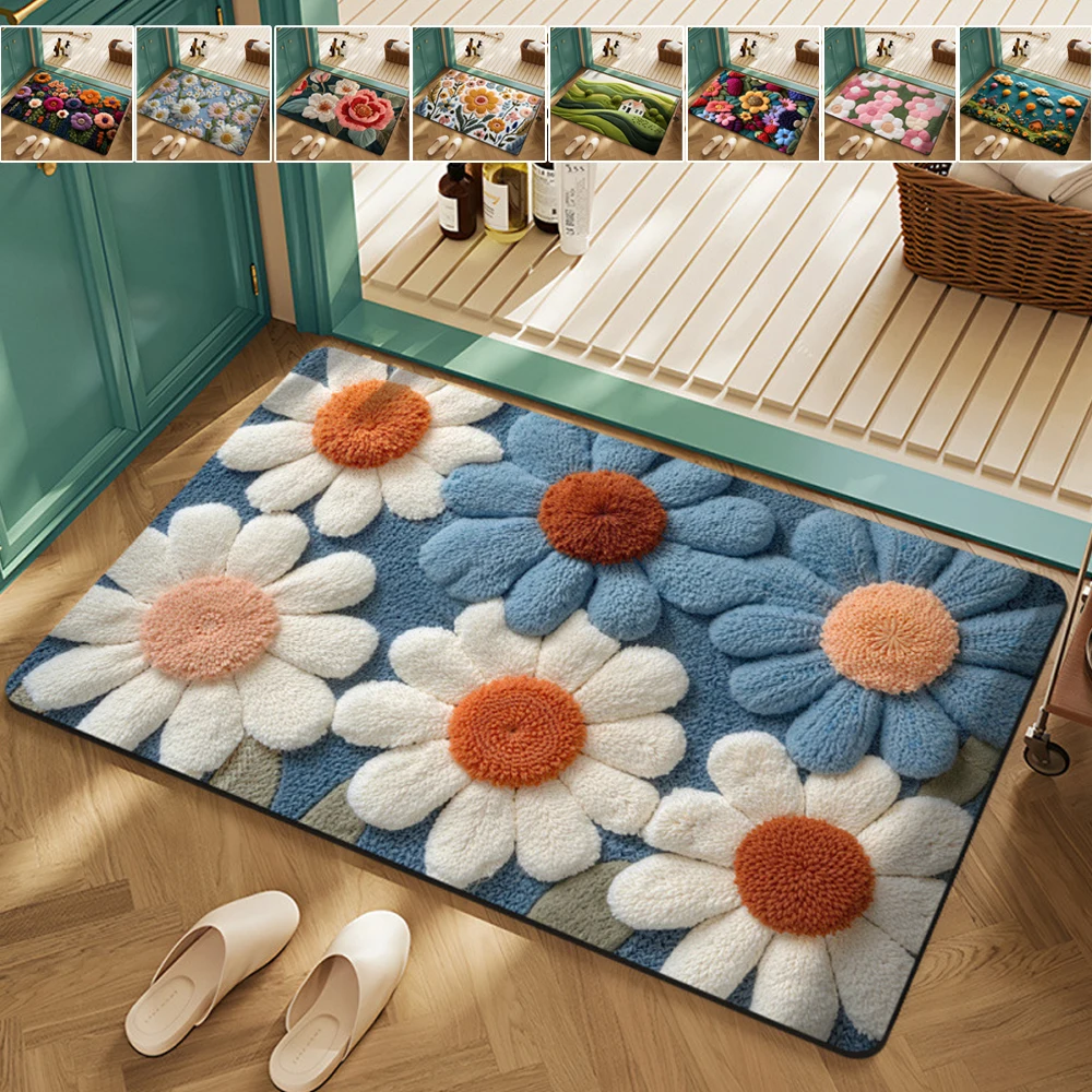 

Cute Welcome Door Mats Crystal Velvet Bedroom Rug Washable Non-slip Luxury Fluffy Thick Bath Rugs Carpets Dormitorio 현관매트 발매트욕실