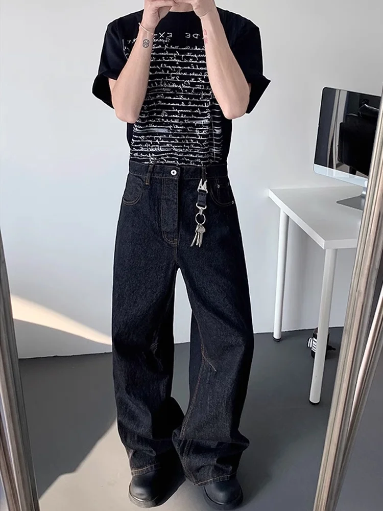 

Bla Hair Wide Leg Jeans Men's American Retro CleanFit Loose Slimming Pants Youth Trendy Breathable Loose Straight Cut