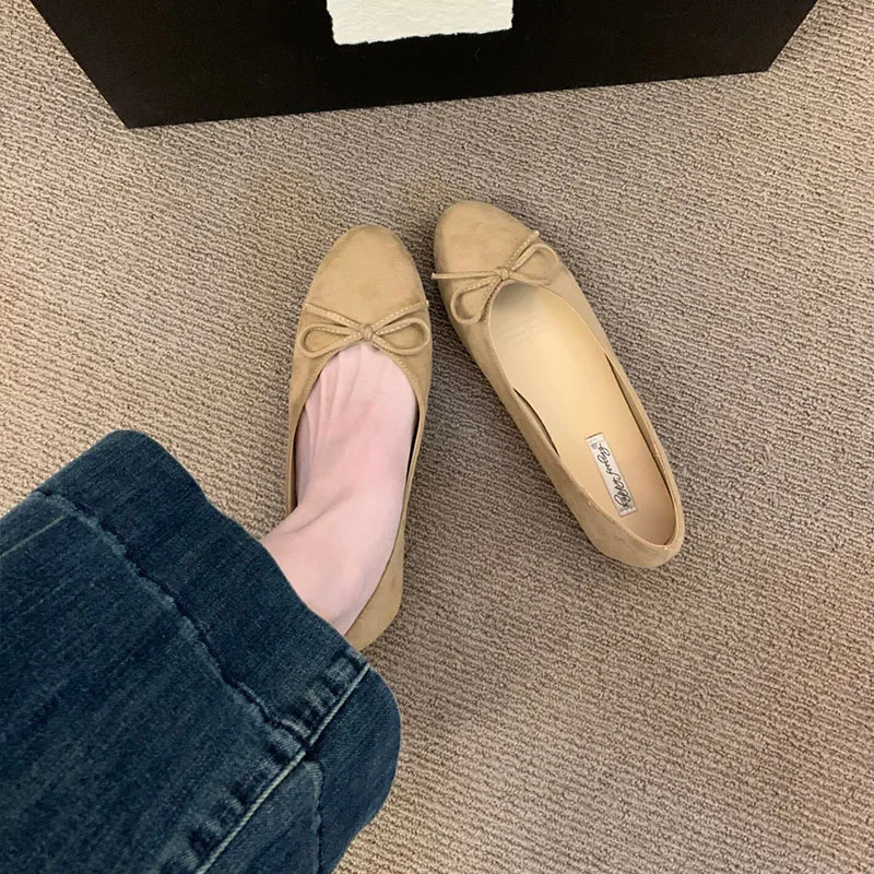 Weiche, modische Damen-Flats mit runder Zehenpartie, flache Schuhe mit Schleifenknoten, elegante Ballerinas für Damen, Slip-On-Schuhe, neu für Frühling und Herbst. – Detail 6