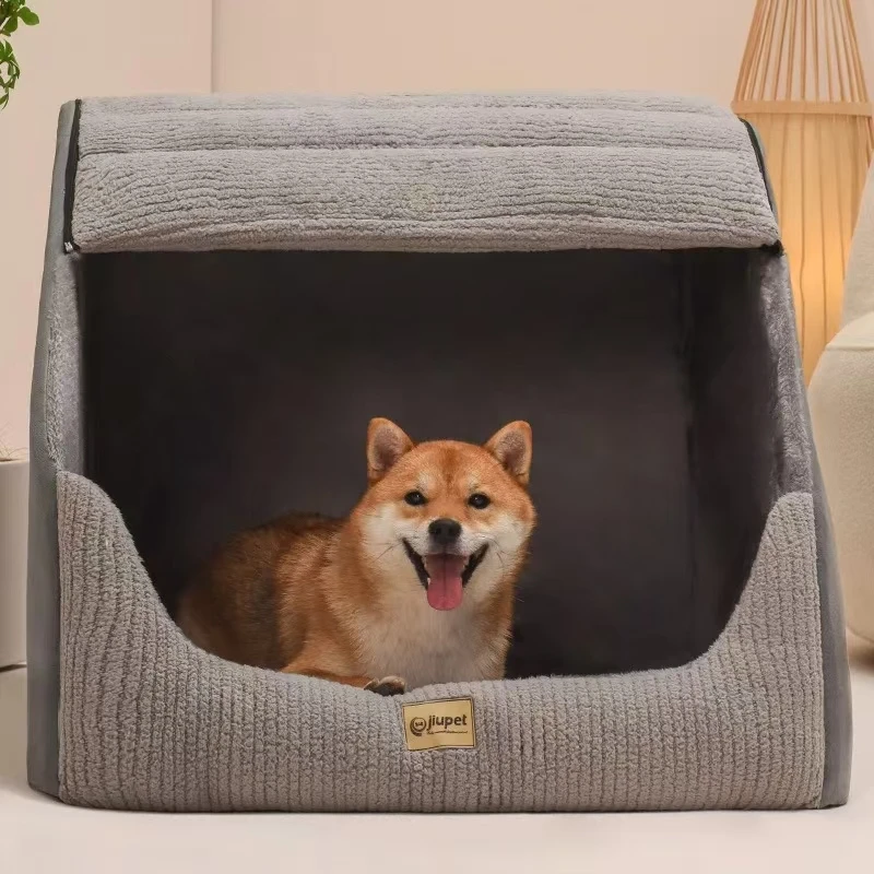 Kennel Winter Warm Medium Large Dog Golden Retriever Removable and Washable Closed Dog Kennel Bed Villa Cat Nest Pet Bed