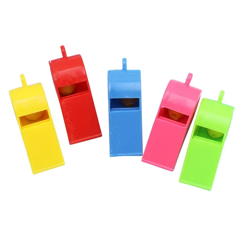 50PCS  Sports equipment, plastic whistle, children's toys, colorful cheering, cheering, referee whistle, fans