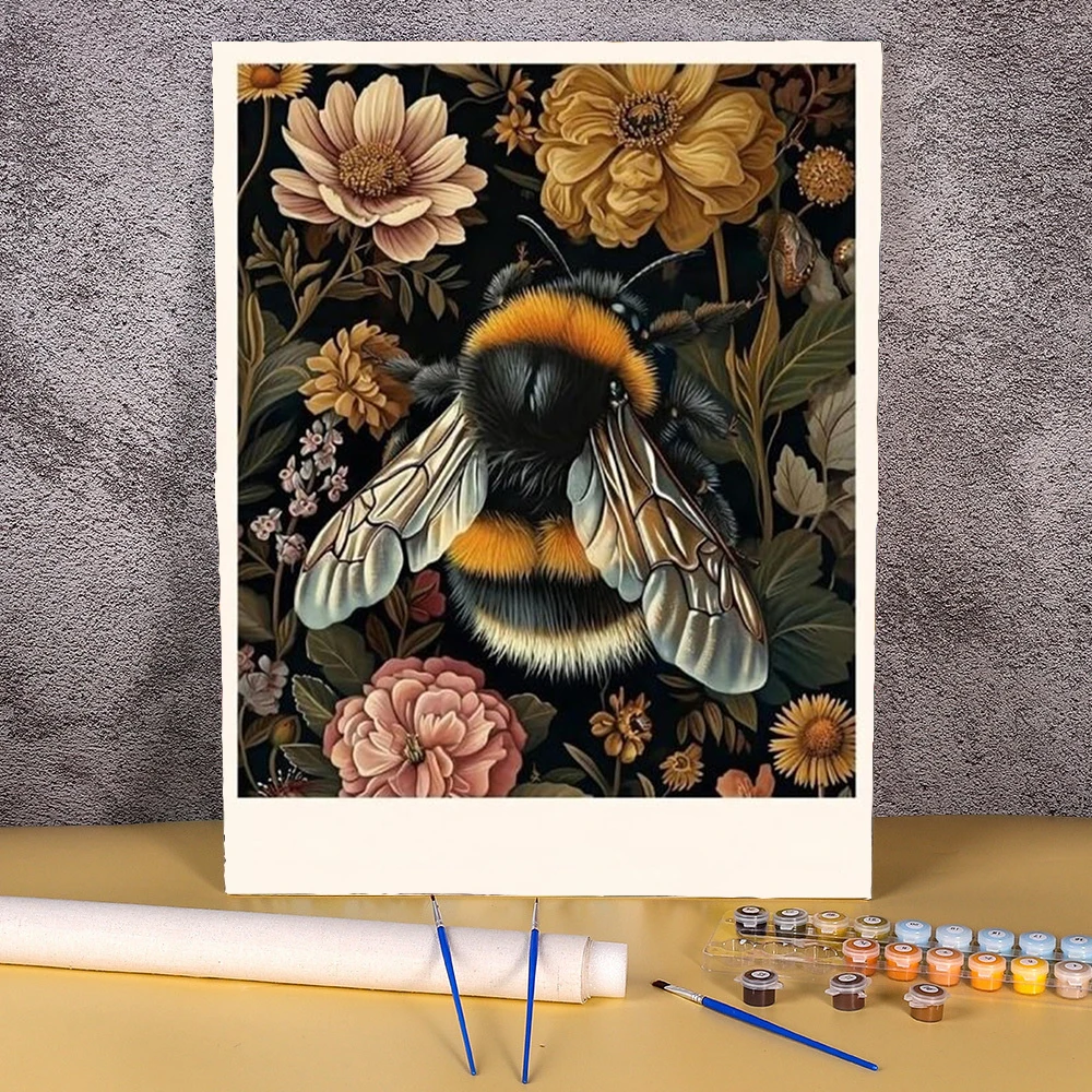 

Diy Painting By Numbers Frameless Little Bee Acrylic Paint On Canvas Flowers Pintura Picture By Numbers For Adults Starter Kits