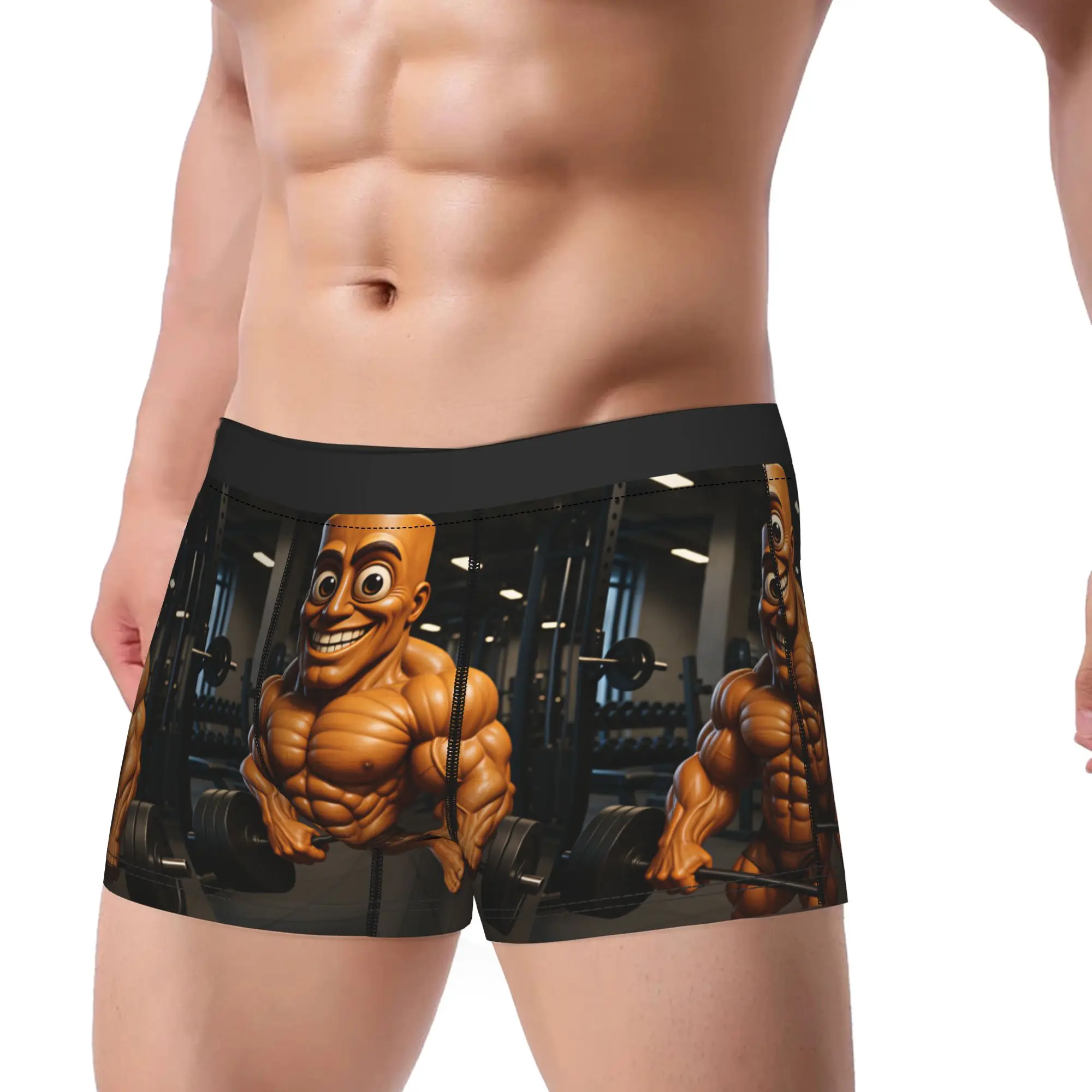 Tung Tung Sahur Gym Bodybuilder Muscle Meme Underwear  Print Boxer Shorts High Quality Male Panties Comfortable Boxer Brief Gift