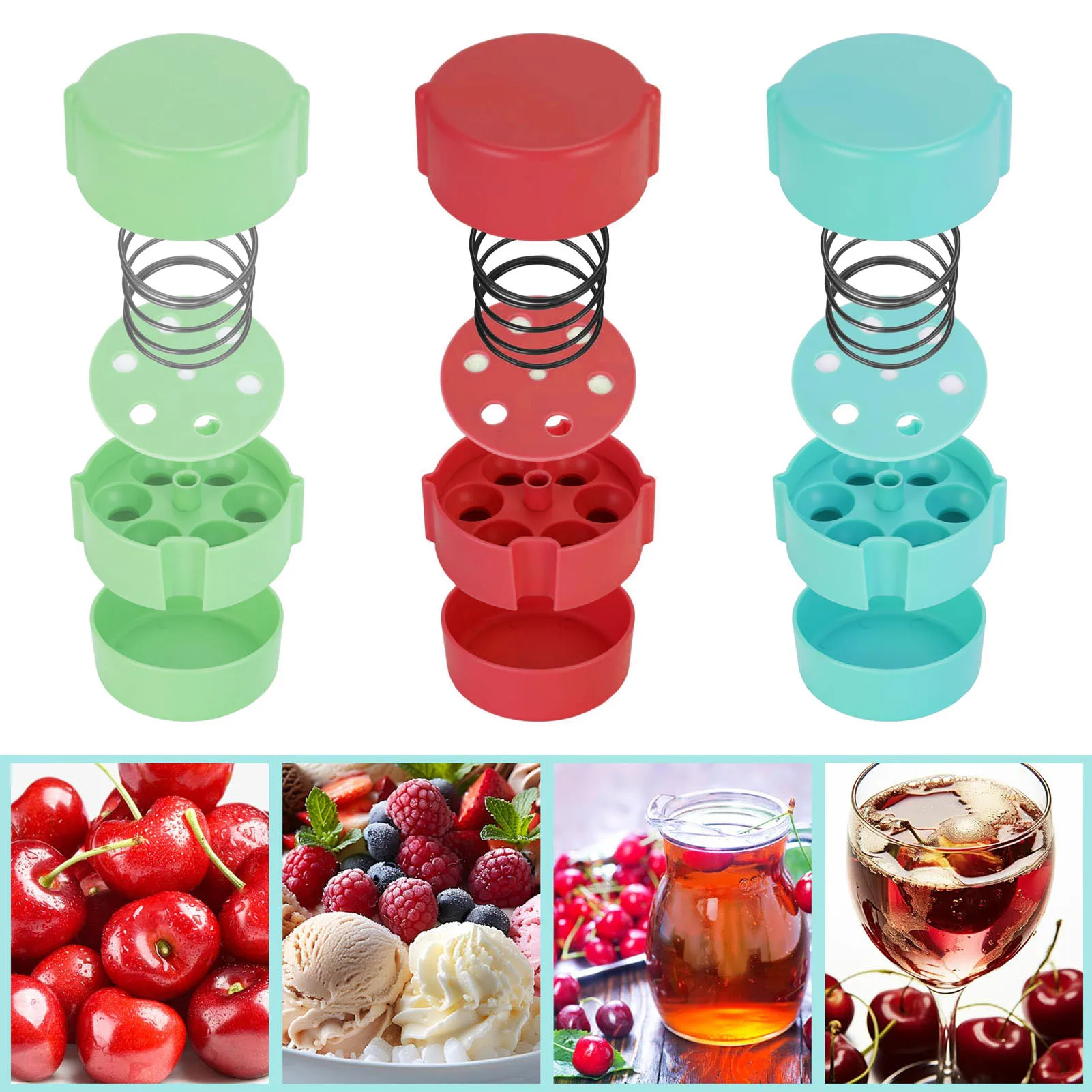 Olive and Cherry Pitters Corer Remove 6 Stones One Time Multi-Function Tool Suitable for Fruit Salad