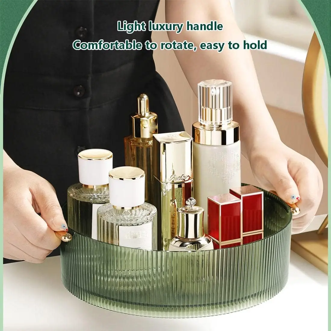 360 Rotating Makeup Organizer Tray Round Cosmetic Storage Holder for Jewelry, Perfume Rotating Spice Rack For Bathroom Kitchen